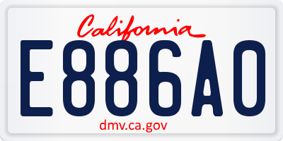 CA license plate E886A0