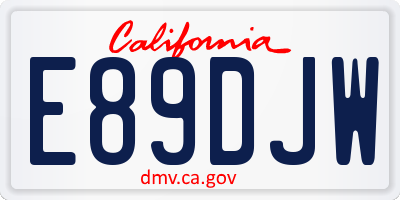 CA license plate E89DJW