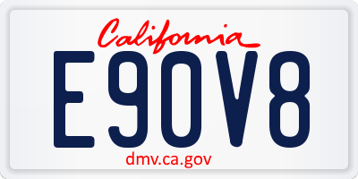 CA license plate E90V8