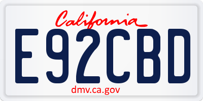 CA license plate E92CBD