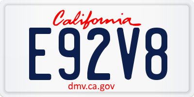 CA license plate E92V8