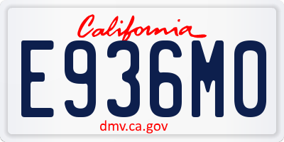 CA license plate E936M0