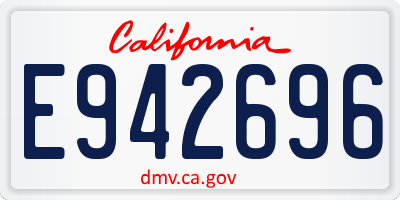 CA license plate E942696