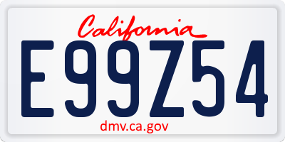 CA license plate E99Z54