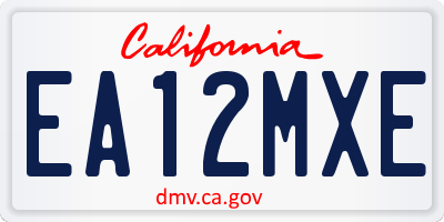 CA license plate EA12MXE