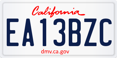 CA license plate EA13BZC