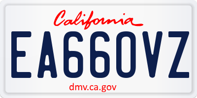 CA license plate EA66OVZ