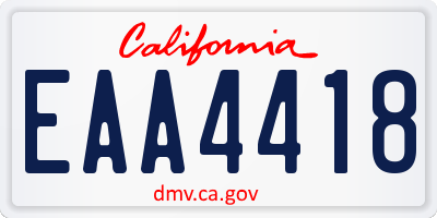 CA license plate EAA4418