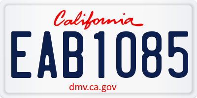 CA license plate EAB1085