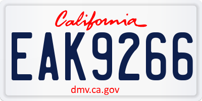 CA license plate EAK9266