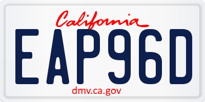 CA license plate EAP96D