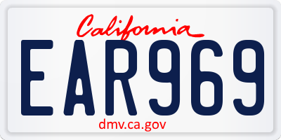 CA license plate EAR969