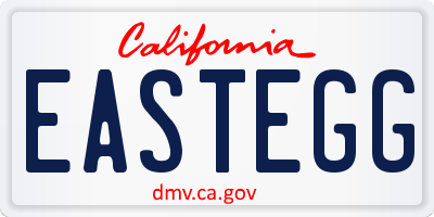 CA license plate EASTEGG