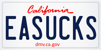 CA license plate EASUCKS