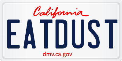 CA license plate EATDUST