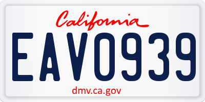 CA license plate EAV0939