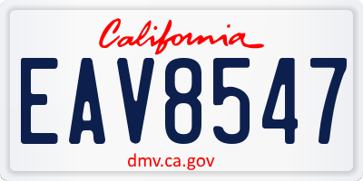 CA license plate EAV8547