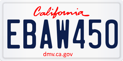 CA license plate EBAW450