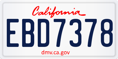 CA license plate EBD7378