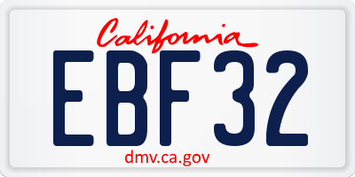 CA license plate EBF32