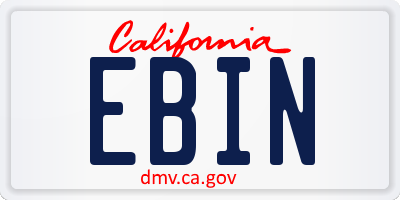 CA license plate EBIN