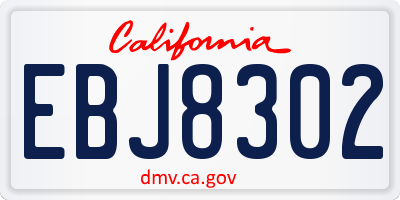 CA license plate EBJ8302