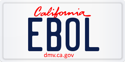 CA license plate EBOL