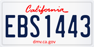 CA license plate EBS1443