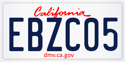 CA license plate EBZC05