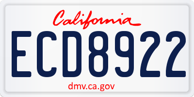 CA license plate ECD8922