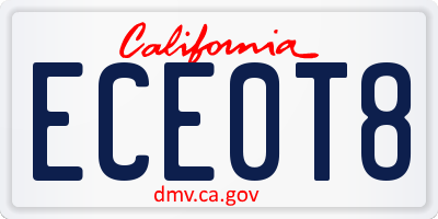 CA license plate ECE0T8