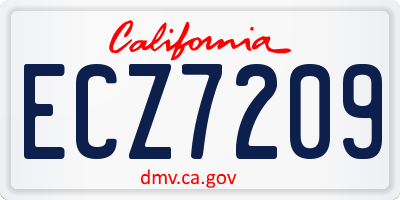 CA license plate ECZ7209