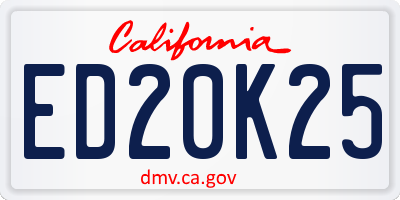 CA license plate ED20K25