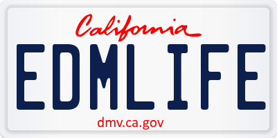 CA license plate EDMLIFE