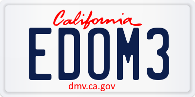 CA license plate EDOM3