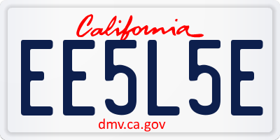 CA license plate EE5L5E