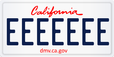 CA license plate EEEEEEE