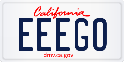 CA license plate EEEGO