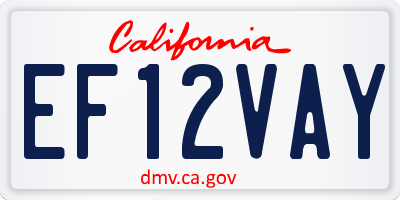 CA license plate EF12VAY