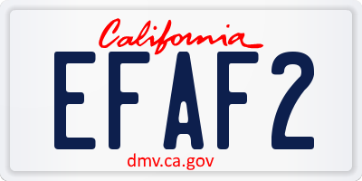 CA license plate EFAF2