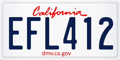 CA license plate EFL412