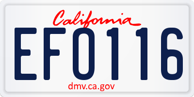 CA license plate EFO116