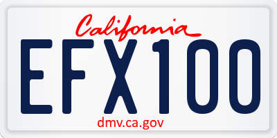 CA license plate EFX100