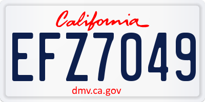 CA license plate EFZ7049