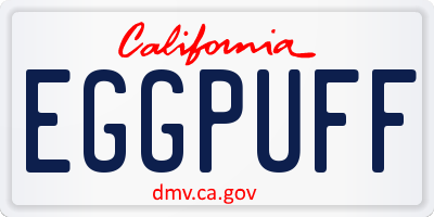 CA license plate EGGPUFF