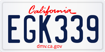 CA license plate EGK339