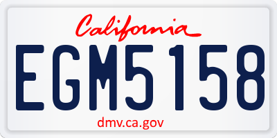 CA license plate EGM5158