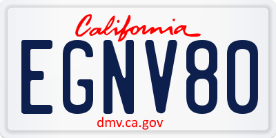 CA license plate EGNV80