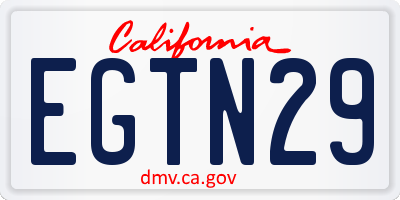 CA license plate EGTN29