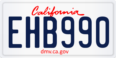 CA license plate EHB990